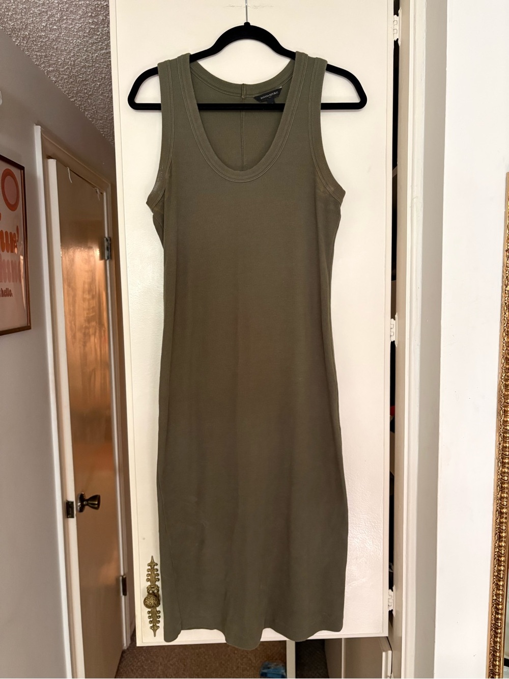 Banana Republic Olive Green Ribbed Tank Midi Dress M